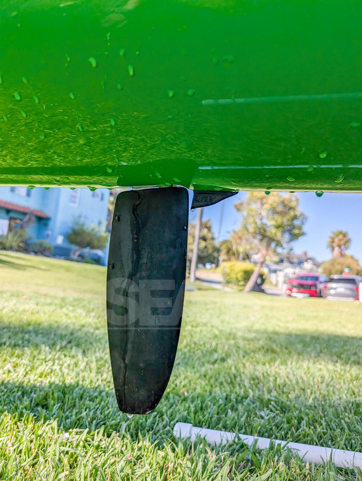 OC1 Pre-Rudder Weed Deflector on an OC1 hull ahead of the rudder